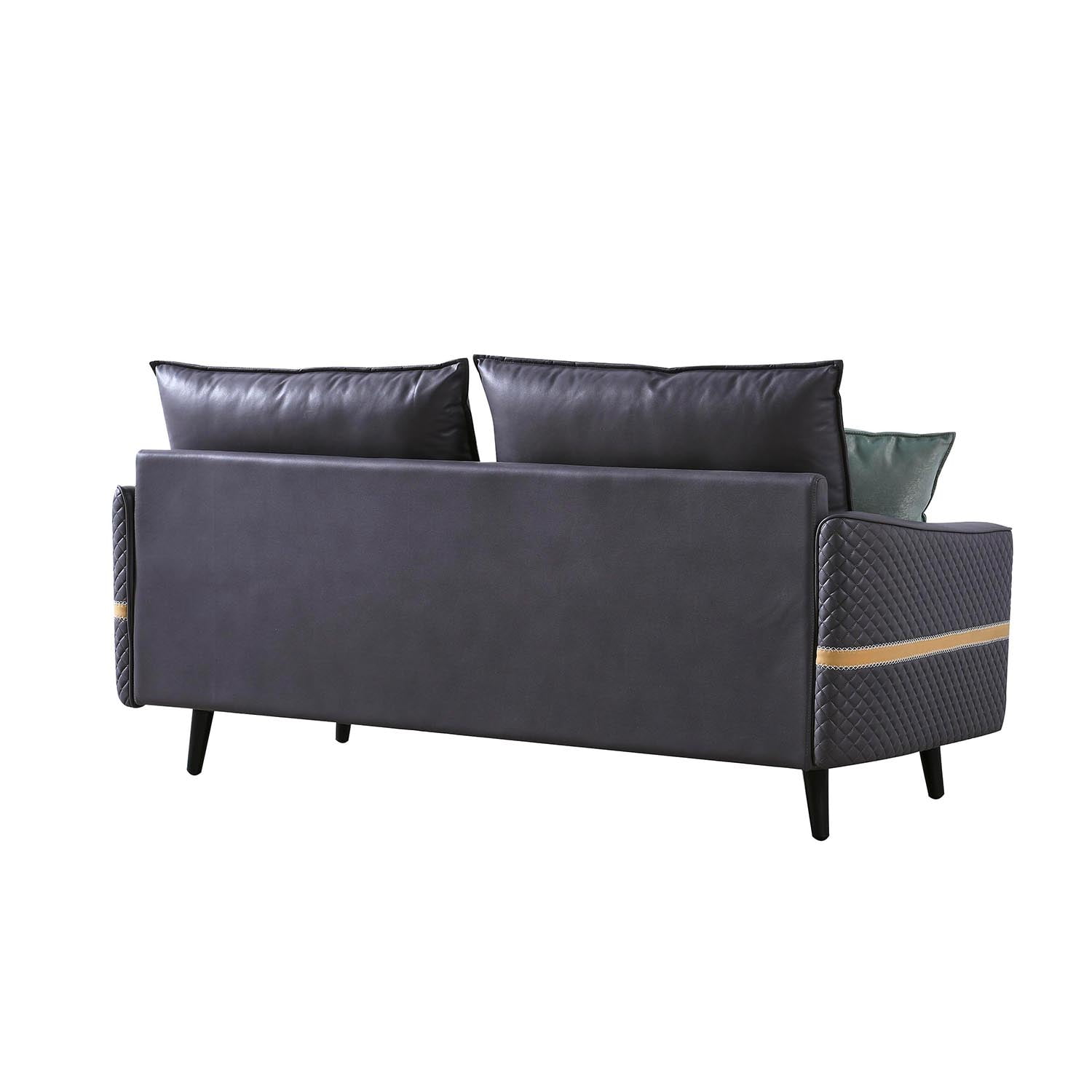 Kadyn Mid-Century Tufted Love Seat with 2 Pillows, Modern Futon Sofa Bed for Living Room, 72 inch Sofa Couch, Dark Gray