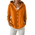 thumbnail image 2 of ZHOGXU Women's Hooded Cardigan Long Sleeve Open Front Buttons Solid Color Knit Comfortable Slim Fit Coat Jacket For Casual Daily Wear Orange Xl, 2 of 4