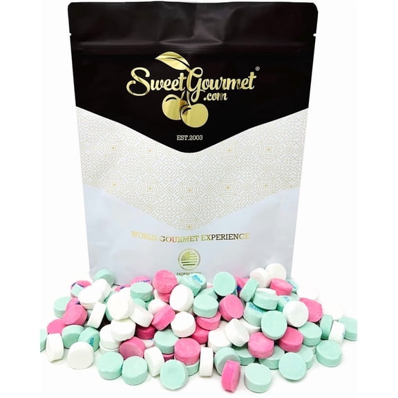 SweetGourmet Assorted Lozenges, Pink, Green, White Canada Mints 1-Pound Bulk Bag, Gluten-Free Candy, Spearmint, Peppermint, Wintergreen