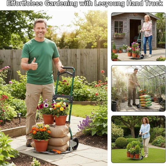 Upgraded Folding Hand Truck Dolly Cart Heavy-Duty 375lb，Aluminum Wheel Bracket & Portable Aluminum Dolly Cart, Indoor/Outdoor Use