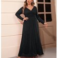 thumbnail image 2 of Kaemgyyd Plus Size Maxi Dress for Women Glitter V Neck Long Sleeve Ruffle Hem Flowy Dress Backless Cocktail Party Clubwear, 2 of 6