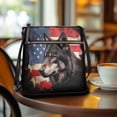 thumbnail image 3 of LedBack American Flag Wolf Print Women Hobo Purse Crossbody Leather Satchel Bag Multi Pocket Shoulder Handbag Sling Messenger Bag for Travel Daily Use, Red, 3 of 7
