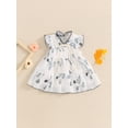 thumbnail image 4 of Suagox Baby Girl's Chinese Style Dress Leaf Print Mock Neck Fly Sleeve Tiered A-Line Dress Toddler Summer Dress for 3-18 Months Baby, 4 of 10