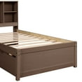 thumbnail image 6 of Twin Storage Bed with Bookcase Headboard, Twin Size Captain Bed Frame, with 2 Drawers and Charging Station, Twin Bed Frame with Storage, No Box Spring Needed, Easy Assembly, Brown, 6 of 10