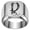 Silver Plated Y, variant on Men's Stainless Steel Square Initial Letter Rings Polished Carving English letters Chunky Custorm Flat Top Personalized Custom Engraved Alphabet Band Size 10