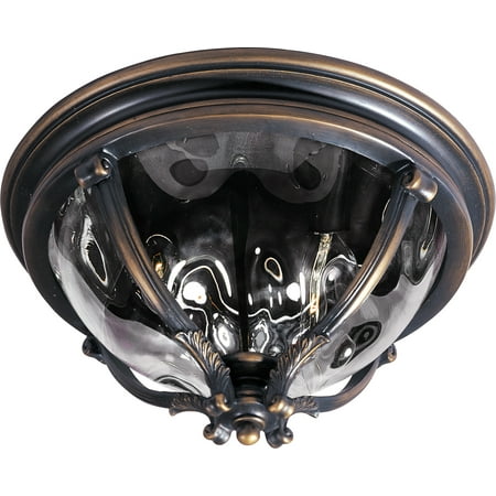 - Maxim Lighting Camden VX - Three Light Outdoor Flush Mount, Golden Bronze Finish With Water Glass