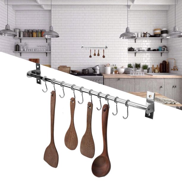 Ccdes Kitchen Hanging Rail, Kitchen Storage Rack,Stainless Steel Wall