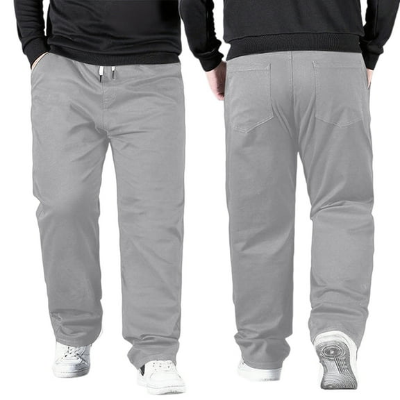 Mens Pants Casual Slacks for Men High Waist Casual Pants With Stretch Comfort Fit Big and Tall Elastic Waistband Loose Straight Leg Trousers for Summer