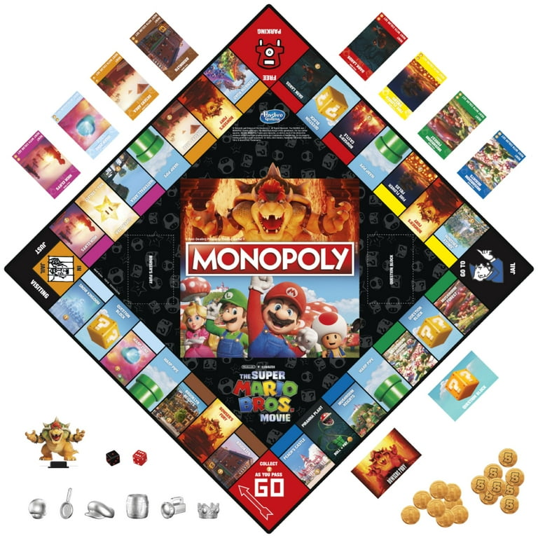 Monopoly The Super Mario Bros. Movie Edition Kids Board Game, Includes  Bowser Token