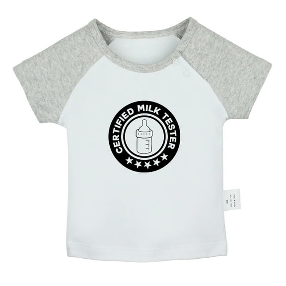 Certified Milk Tester Funny T shirt For Baby, Newborn Babies T-shirts, Infant Tops, 0-24M Kids Graphic Tees Clothing (Short Gray Raglan T-shirt, 18-24 Months)