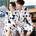 thumbnail image 2 of Bata de baño larga estilo Hotel para parejas, franela de lana Coral, vestido de mañana blanco, ropa de dormir para mujer, pijamas para hombre, Otoño Invierno, 2 of 5