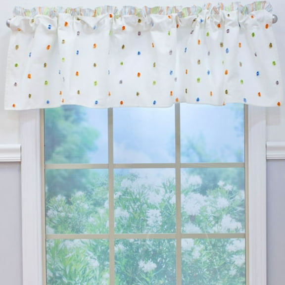 Blue & White Cut Dot Window Valance