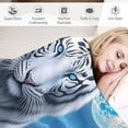 thumbnail image 3 of HENGT Throw Blanket ", Soft Cozy Warm Fuzzy Flannel Plush Blanket Siberian White Tiger Under The Blue Starry Night Blanket for Couch, Sofa, Bed, Living Room, 3 of 6