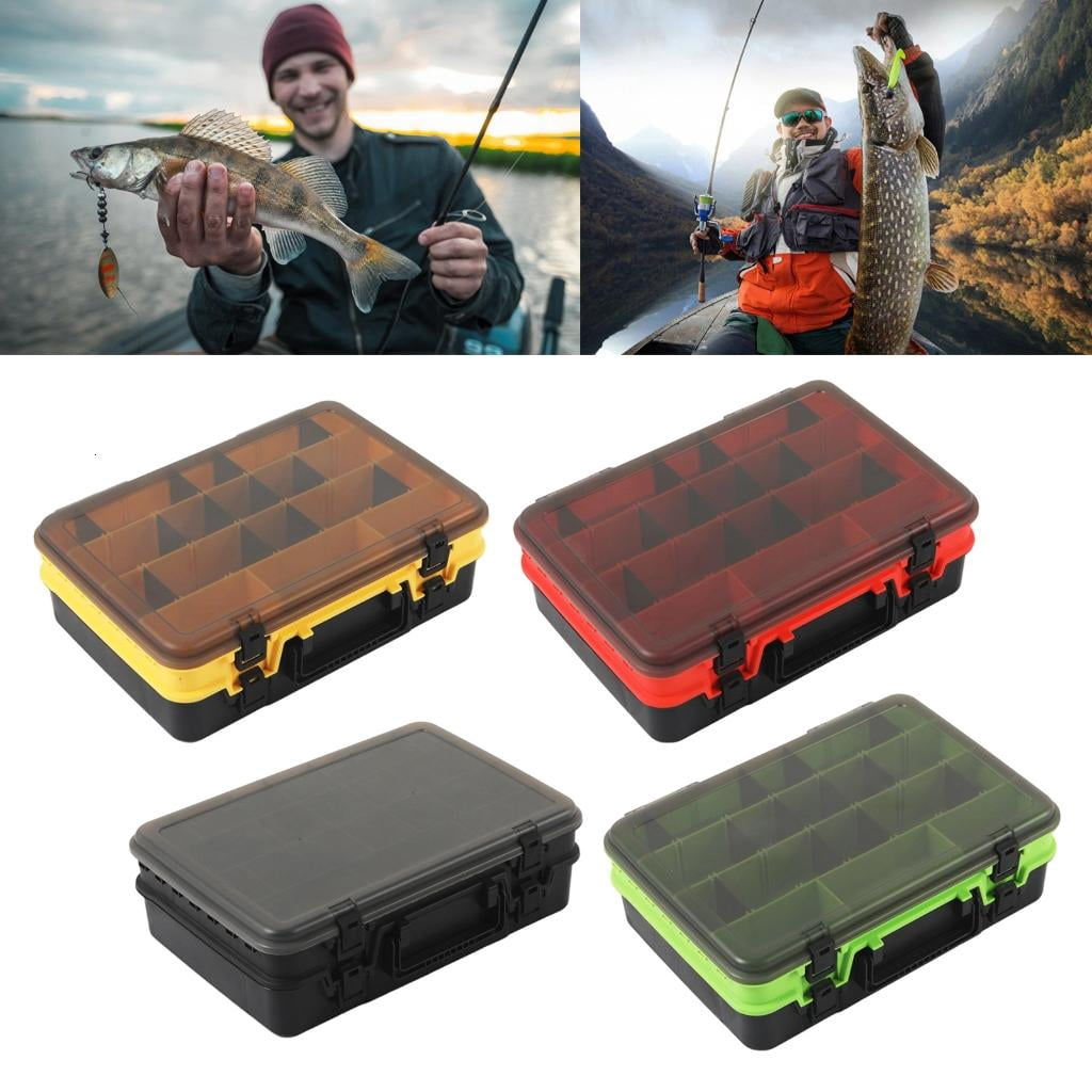Yihuala Tackle Box Double Layer Fishing Lures Baits Hook Storage Container Case Multiple Compartment Fishing Tackle Storage Box