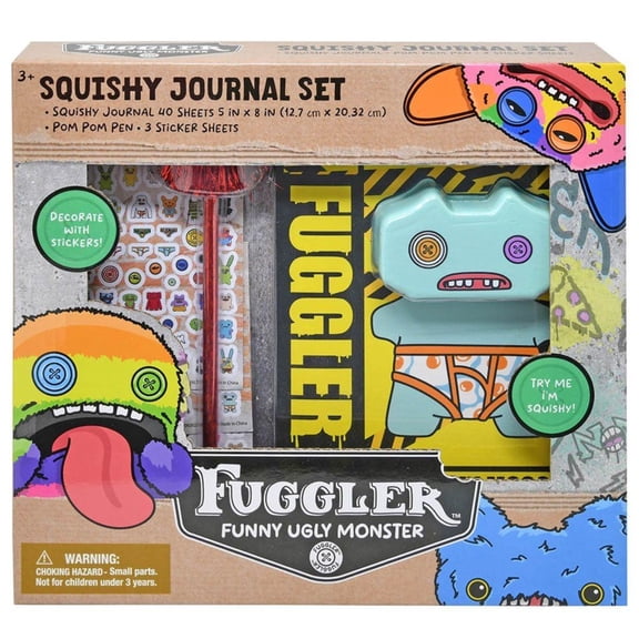 Fuggler Funny Ugly Monster Squishy Journal Stationery Set with Stickers and Accessories, Boxed Gift Set