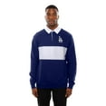 thumbnail image 4 of Men's New Era Dark Blue Los Angeles Dodgers Throwback Prep Colorblock Rugby Polo, 4 of 5