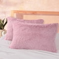 thumbnail image 3 of PiccoCasa 4 Pack Faux Fur Throw Pillow Cases Covers with Zipper Velvet Pillow Shams Queen Mauve, 3 of 6