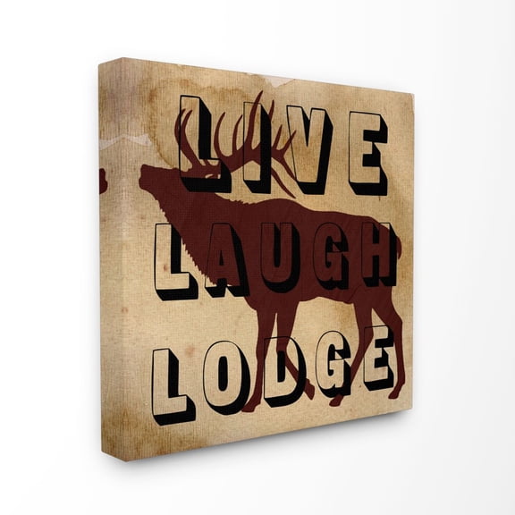 Stupell Industries Live Laugh Lodge Moose Country Home Animal Textured Word Design Canvas Wall Art by Sheldon Lewis