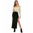 thumbnail image 4 of Women'S Midi Skirt Drawstring High Waist Slit Sweat Skirts, 4 of 6