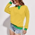 thumbnail image 4 of LYXSSBYX Sweatshirts for Women Loose Fit Women's Fashionable Loose Fitting Casual Color Blocking Round Neck Long Sleeved Top, 4 of 7