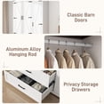 thumbnail image 3 of ChVans 70" Farmhouse Armoire Wardrobe Closet with Doors and Drawers, 3 Barn Doors Wardrobe Armoire with Hanging Rods and Multi-Layer Shelves for Bedroom, White-70", 3 of 9