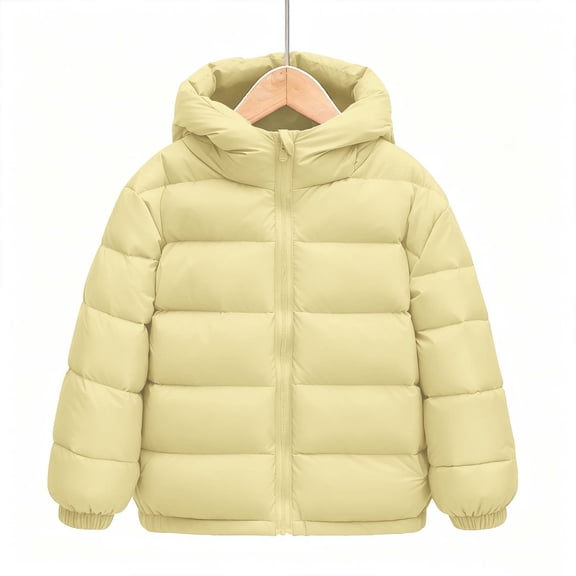 Nugftut Jackets for Kids Pocket Warm Puffer Jackets Quilted Zip-Up Winter Coat Size 7 Years