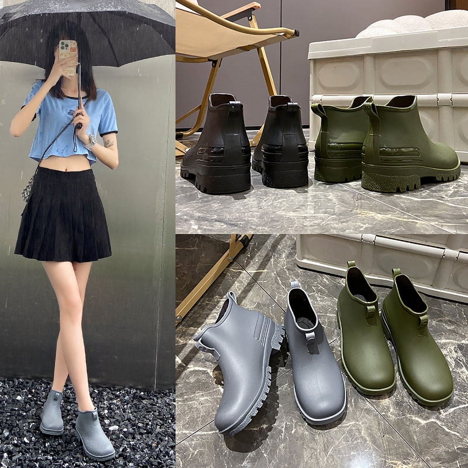 ◆OTZ SHOES◆ Beadle Platform Rain Boots Short FLOTES2U22 Short Rain Boots for Women Women Rain Shoes Shoes