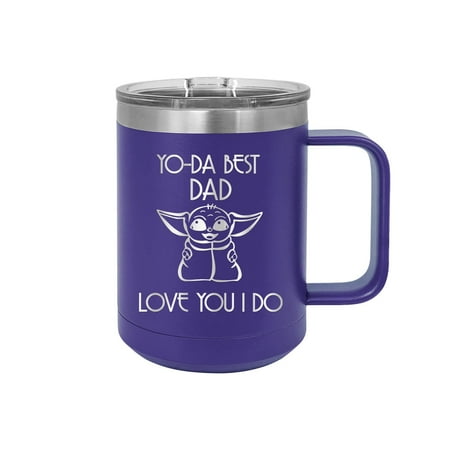 Yo-Da Best Dad Love You I Do - Engraved Coffee Mug with Handle Cup Unique Funny Birthday Gift Graduation Gifts for Women Fathers Day Dad Papa Pops best buckin Star Wars Yoda (15 oz Mug, Purp)