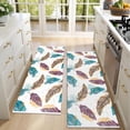 thumbnail image 4 of Kitchen Rugs Sets Of 2,White Boho Tribal Feathers Pattern Anti Fatigue Kitchen Mat Rugs Non Slip Washable,Decorative Kitchen Floor Mats for Kitchen,Sink,Laundry,17"X47", 4 of 5