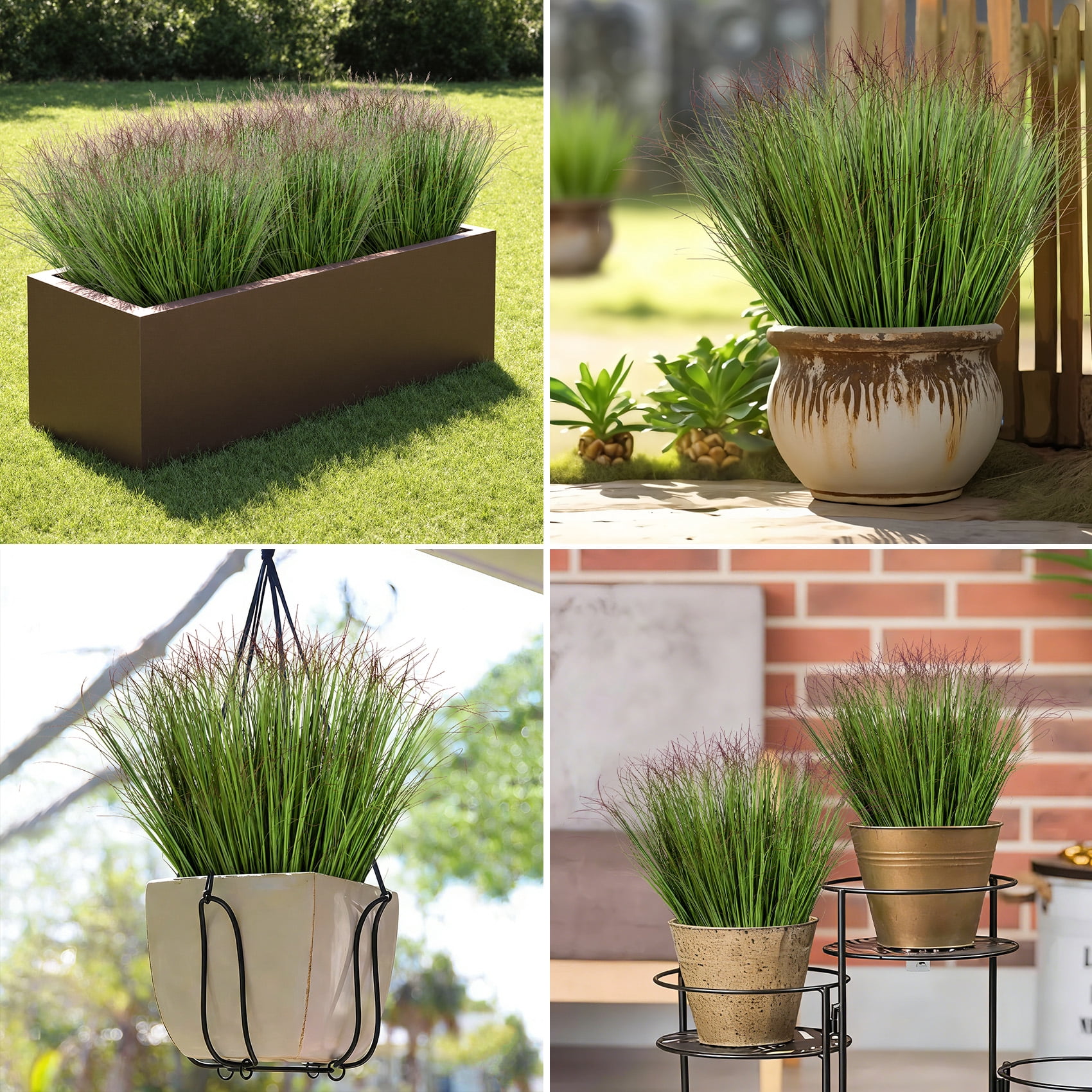 AcerichFad Artificial Plants Grass, 36 Bundles Fake Greenery Stems Faux Tall Grass Plants for Outdoor Indoor Garden Office Home Decor