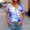 thumbnail image 2 of Dazajoo Tie Dye V Neck T Shirts for Women Dressy Casual Short Sleeve V Neck Lapel Tops 2024 Womens Fashion Slant Collar Gradient Summer Blouses,Blue,S, 2 of 5