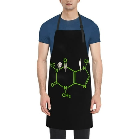 

Caffeine Molecule Apron Waterproof Aprons For Women with Pockets Unisex Adjustable Aprons For Cooking Kitchen