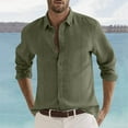 thumbnail image 5 of Caqnni Men's Cotton Linen Shirt Long Sleeve Casual Button Down Summer Beach Shirts&nbsp; (AG,L), 5 of 5
