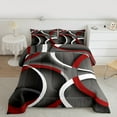 thumbnail image 2 of Manfei Vintage Geometric Stripe Bedding Comforter Set,Modern Abstract Art Twin Comforter Sets,Red Gray White Bedding Set For Men Women,Super Cozy Room Decor Reversible,2 Pieces, 2 of 8