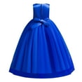 thumbnail image 2 of IBTOM CASTLE Little Big Girls Flower Tulle Dress Princess Pageant Wedding Birthday Party Formal Long Dance Evening Maxi Gown 13-14 Years Royal Blue, 2 of 8