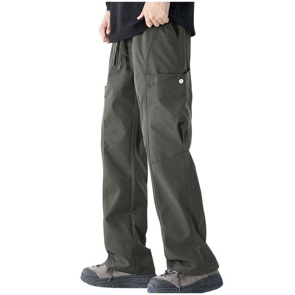 WRKEKC Cargo Pants for Men Solid Color Casual Loose Pocket Techwear Drawstring Cargo Pants for Daily Casual Outdoor Stylish Versatile Wear