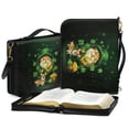 thumbnail image 4 of ZUXONGSY St.Patrick's Day Corgi Coin Clover Gnome Leprechaun Print Pu Leather Bible Case for Men Women Lightweight Bible Carrier with Shoulder Strap Bible Accessories for Church, -XL, 4 of 7