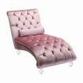 thumbnail image 3 of Velvet Chaise Lounge Indoor,Button-Tufted Upholstered Chaise Lounge Chair with Pillow for Bedroom Living Room Office (Pink Velvet), 3 of 5