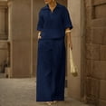 thumbnail image 6 of Iyufng 2 Piece Sets for Women Short Sleeve Collared Tops with Wide Leg Pant Lounge Sets, 6 of 9
