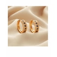 thumbnail image 2 of Aretes Xtellar Dorados Con Zirconia Azul Y Diseño Rejilla, 2 of 4