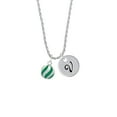 thumbnail image 2 of Delight Jewelry Silvertone 3-D Green Striped Ornament Silvertone Script Initial Disc - V - Charm Necklace, 20"+3", 2 of 4
