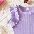 thumbnail image 5 of Wxirdiow Infant Rompers Toddler Outfit Infant Baby Short Sleeve Letter Shirts and Ruffled Skirts Set 2Pcs Summer Clothes Purple Size,9-12 Months, 5 of 7