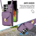 thumbnail image 6 of Dteck Crossbody Shoulder Strap Wallet Case for S22 Ultra, RFID Blocking Leather Purse Case with Card Holder Protective Handbag Flip Stand Cover with Zipper Pocket for Women Girls Men, Purple, 6 of 9