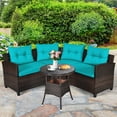 thumbnail image 3 of Patiojoy 4PCS Outdoor Patio Conversation Set Wicker Rattan Sectional Sofa W/Turquoise Cushions, 3 of 8