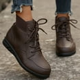 thumbnail image 5 of XIMIN Men Women Fall Boots High Top Vintage Leather Ankle Boots Cam Moccasin Toe Chukka Lace-Up Flat Boot Arch Support Comfy Outdoor Anti-Slip Walking Booties, 5 of 7