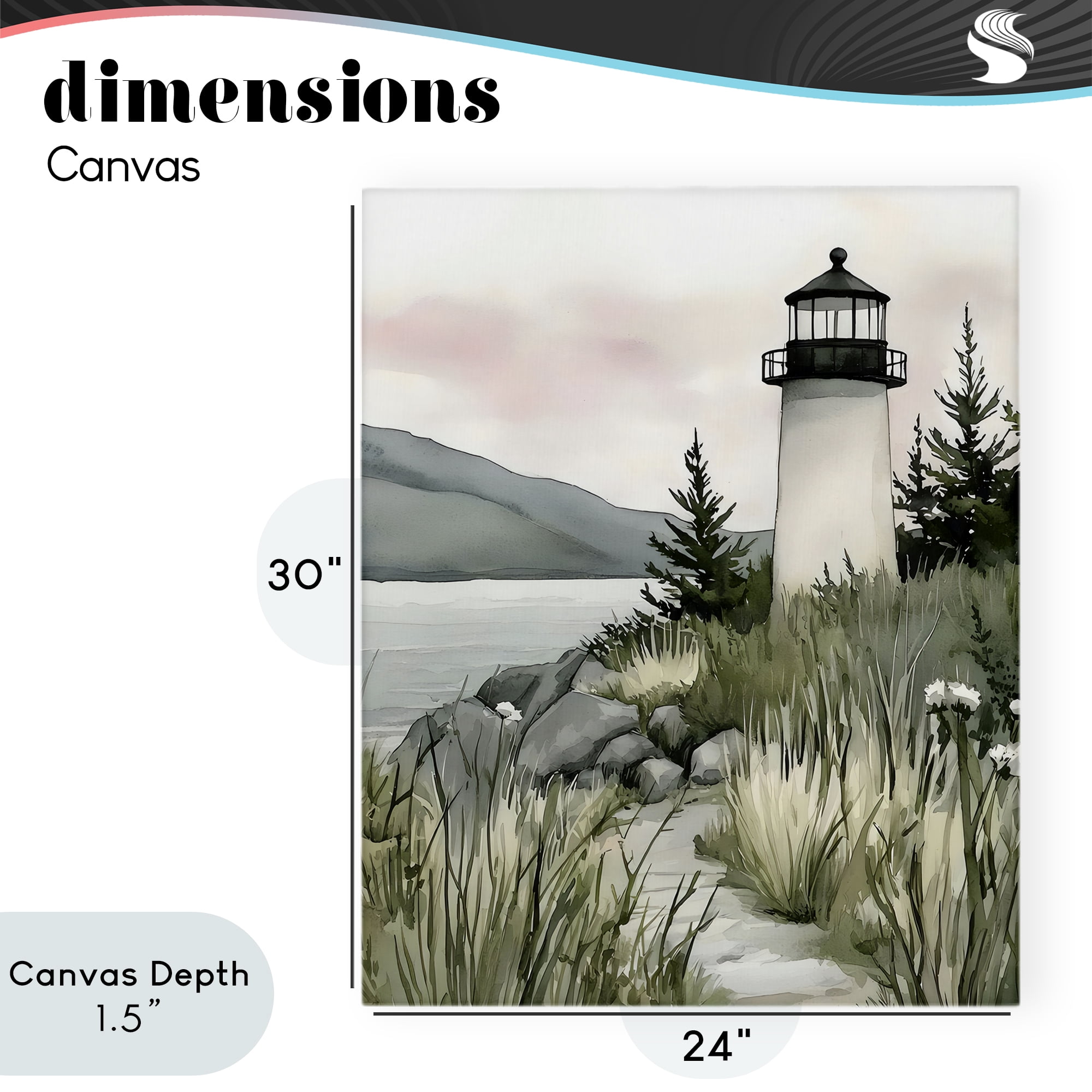 Stupell Industries Coastal Calm Lighthouse Canvas Wall Art, design by Riley B