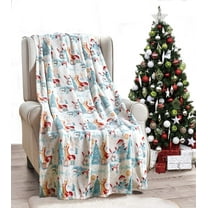 Ultra Plush Forrest Santa Snowman Fleece Christmas Throw Blanket