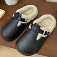 thumbnail image 5 of Yindaity House Slippers Women's Platform Slippers Suede Slip-on Warm FuzzyEasy Autumn Winter Fluffy Comfy Furry Shoes for Outdoor Indoor(Black,9.9), 5 of 6