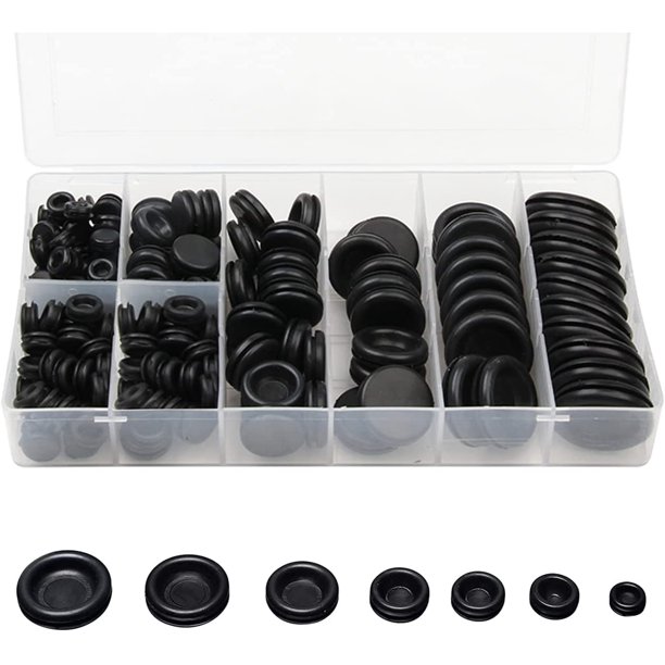 170 Pcs Closed Rubber Grommet Assortment Kit, 7 Sizes Solid Hole Plugs