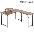 thumbnail image 2 of YRLLENSDAN Office Computer Table Desk, L-Shaped Computer Desk with Monitor Stand, Corner Gaming Desk L Shape for Bedroom, Wood Work Desk Table for Home Office, Brown, 2 of 8